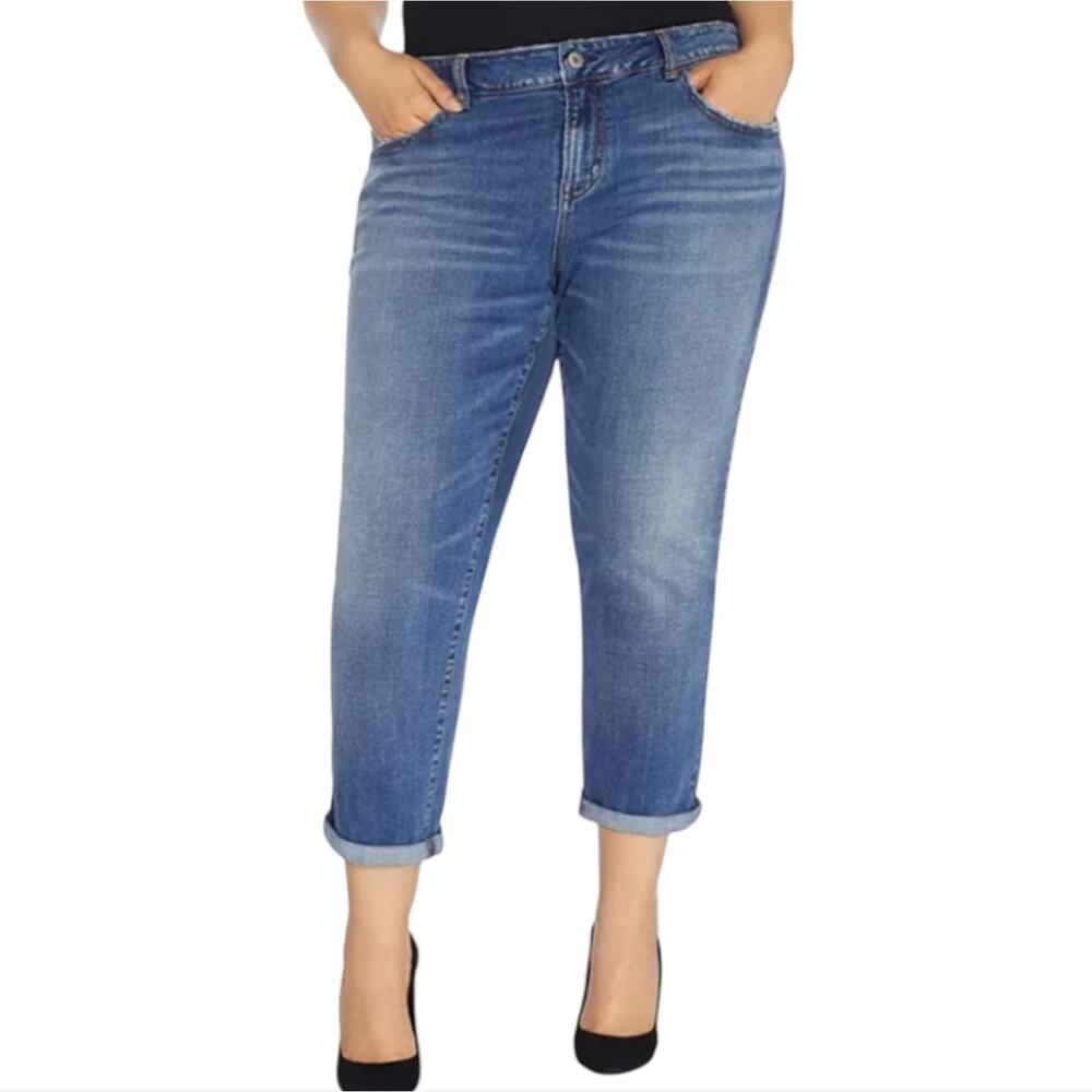 Rebel Wilson The Ryot Boyfriend Stretch Classic Blue Denim Jeans Plus Size 20
